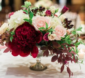burgundy and blush is the perfect flower combination for this wine country wedding at Vintners Resort in Santa Rosa, CA