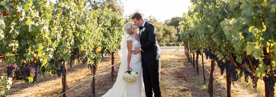 Classic, Romantic, Lovely sweetheart photos of the bride and groom in the Vineyards of Geyserville, CA. Trudy's Bridal for the dress, Ramblin' Rose for the flowers, Waves by Marla for beauty, and photo credit goes to Maria Villano Photography! 