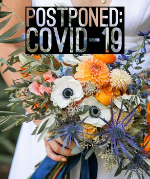 Getting married during Covid? Here are some tips on the steps to know if you should postpone. If you're looking for a bright and coloful color scheme that is romantic, whimsical, and beautiful you should consider blue and orange! This Orange and Blue Bridal Bouquet from Beijaflor Botanicals is stunning. Photo credit: Maria Villano Photography