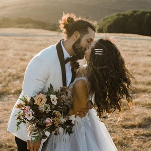 Newlywed sunsets photos on the golden hills of Tomales Bay California. There's even a little cow in the background! I am in love with The Haven at Tomales! Photo Credit: Kimberley Macdonald Photography